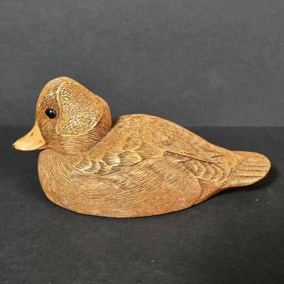 Hand-Carved-Wood-Look Resin Duck Figurine 2" Tall Bird Hunting Nature Decor - Picture 6 of 10